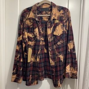 Bleached Flannel Shirt w/ Patches